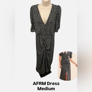 AFRM Black and White Floral Long Sleeve Dress